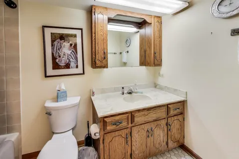 a bathroom with a toilet a sink and mirror