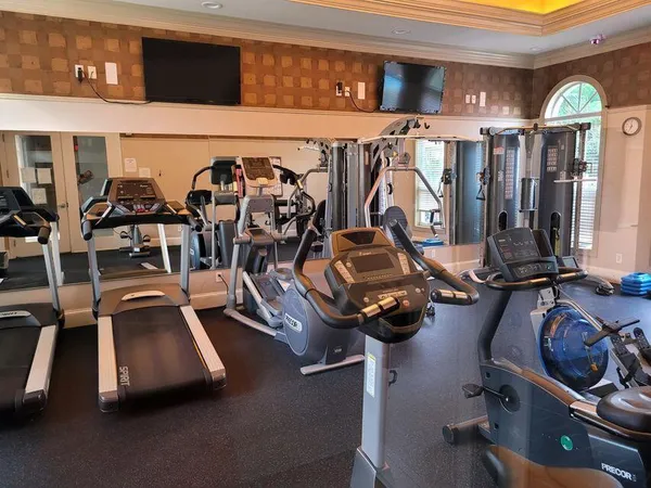 a view of a room with gym equipment