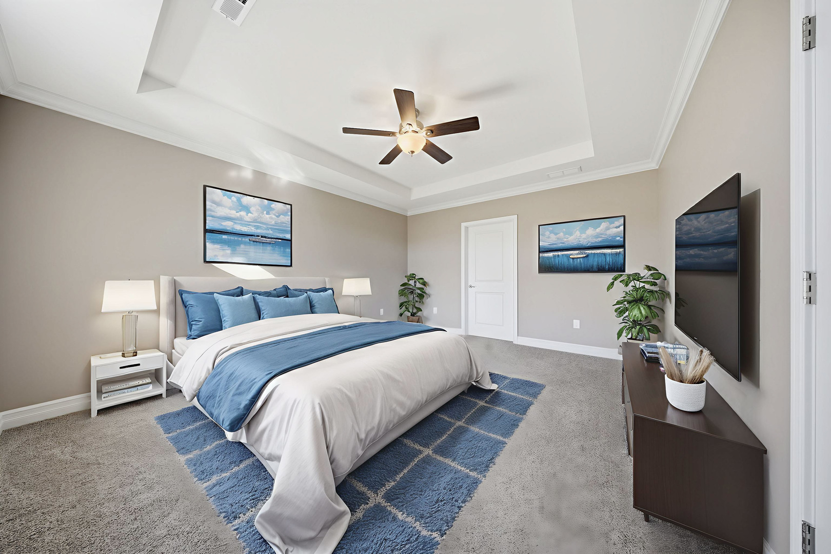 437 Stearn Drive, Unit 437 Genoa, IL 60135 - Photo 8 of 50 a spacious bedroom with a bed and a flat screen tv