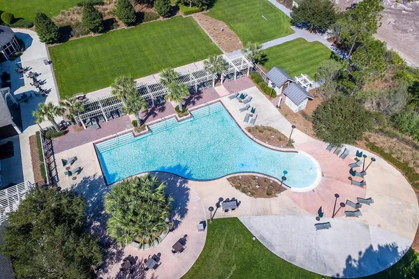 an aerial view of a house