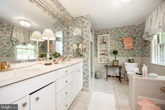 a bathroom with a sink a mirror and a toilet