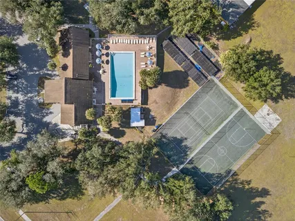 an aerial view of a house