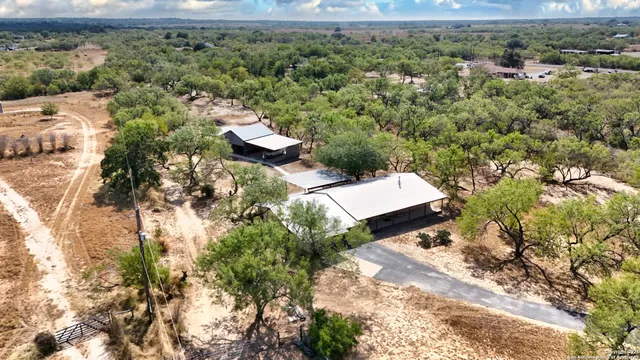 a view of a city with lush green forest