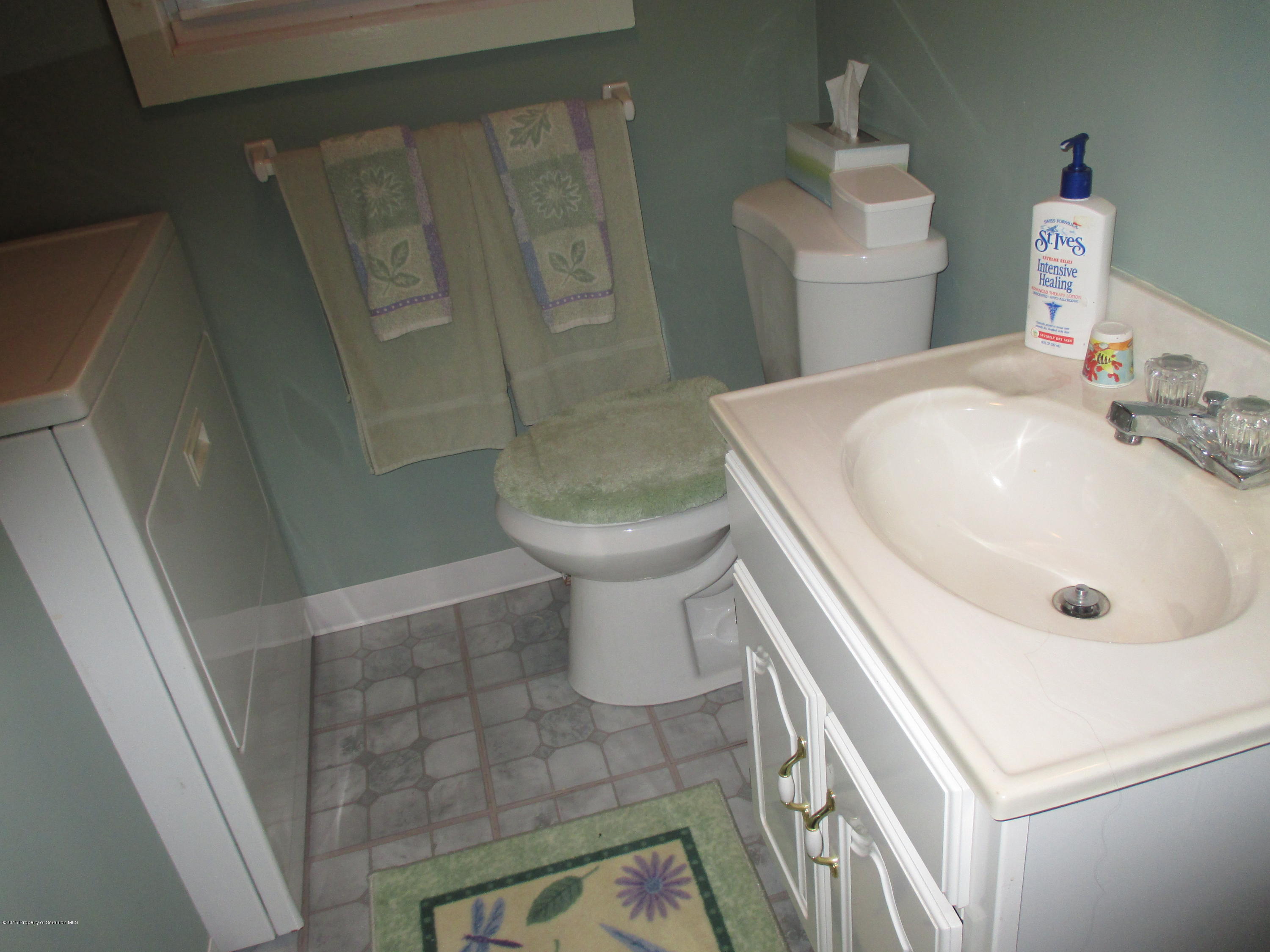394 Point Road Lake Winola, PA 18419 - Photo 17 of 28 a bathroom with a sink a toilet and a mirror