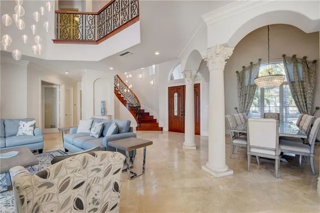 a living room with furniture