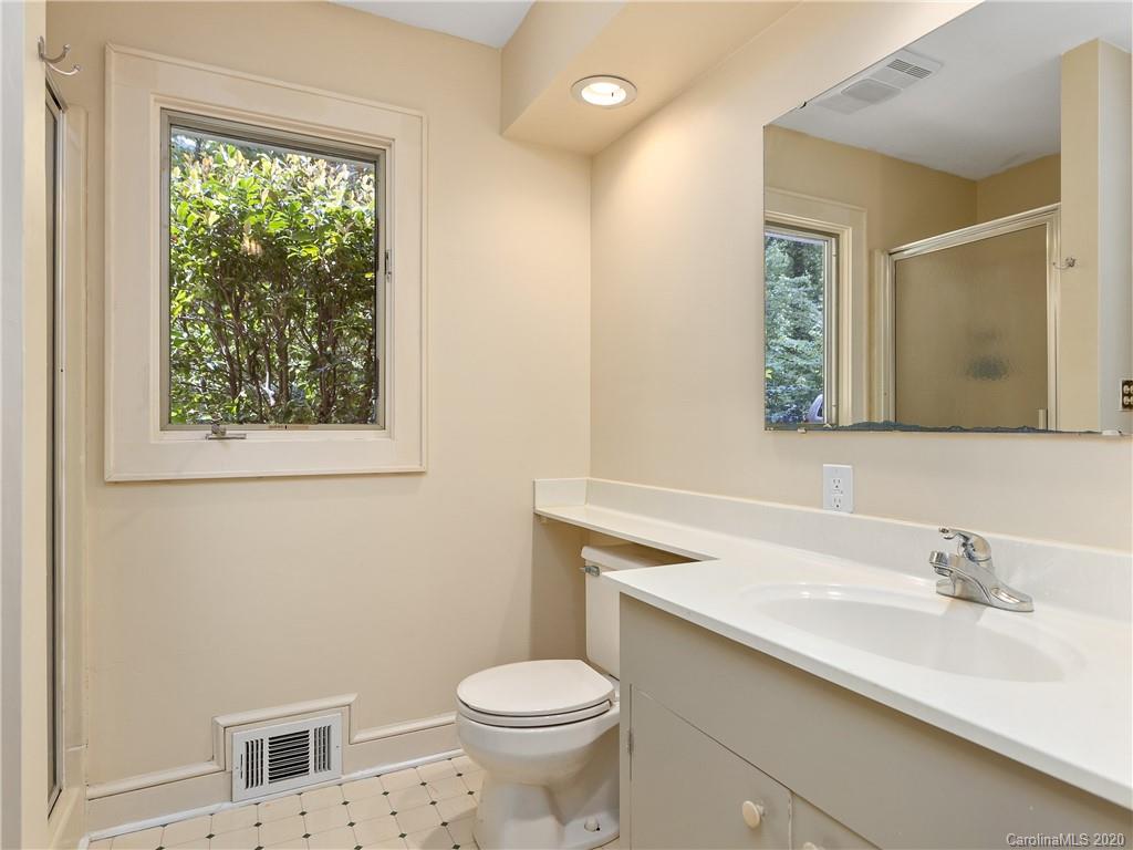 434 Hogback Mountain Road Tryon, NC 28782 - Photo 25 of 37 a bathroom with a toilet a sink a mirror and a window