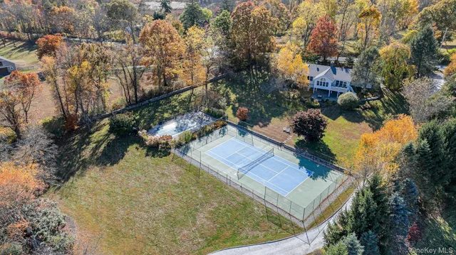 an aerial view of a house