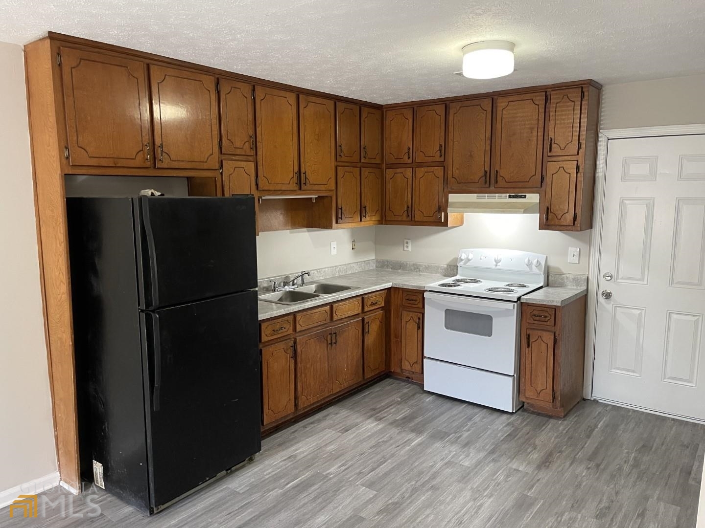 307 Pelly Avenue, Unit 307 Griffin, GA 30223 - Photo 3 of 16 a kitchen with a refrigerator sink and cabinets