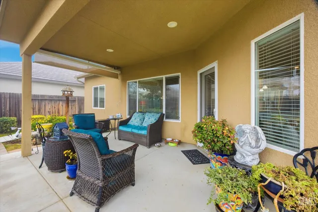 a lobby with furniture and garden