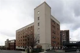 a front view of a building