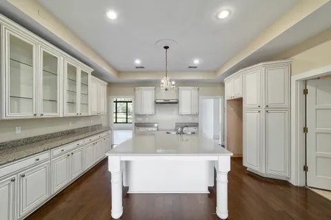 an empty room with windows and ceiling fan view