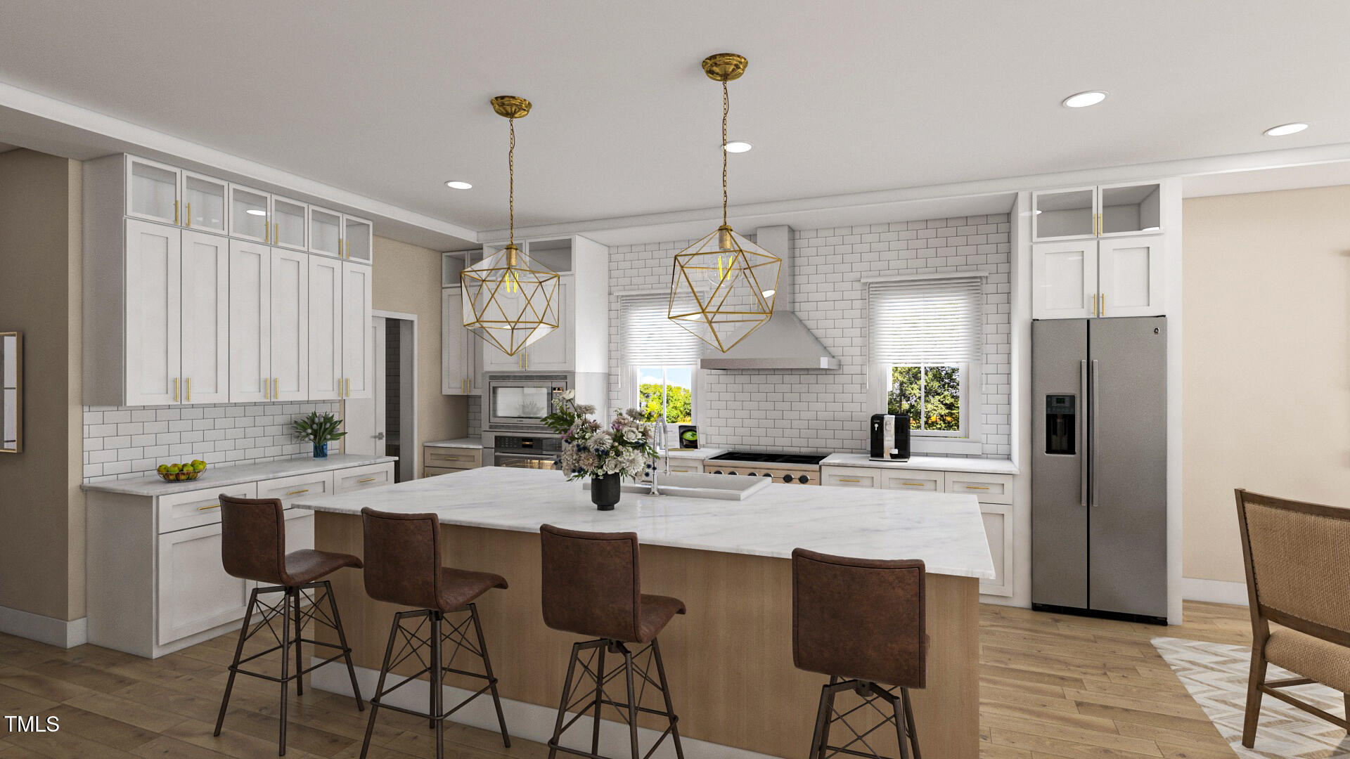 135 Gary Road Carrboro, NC 27510 - Photo 2 of 5 a kitchen with refrigerator cabinets dining table and chairs