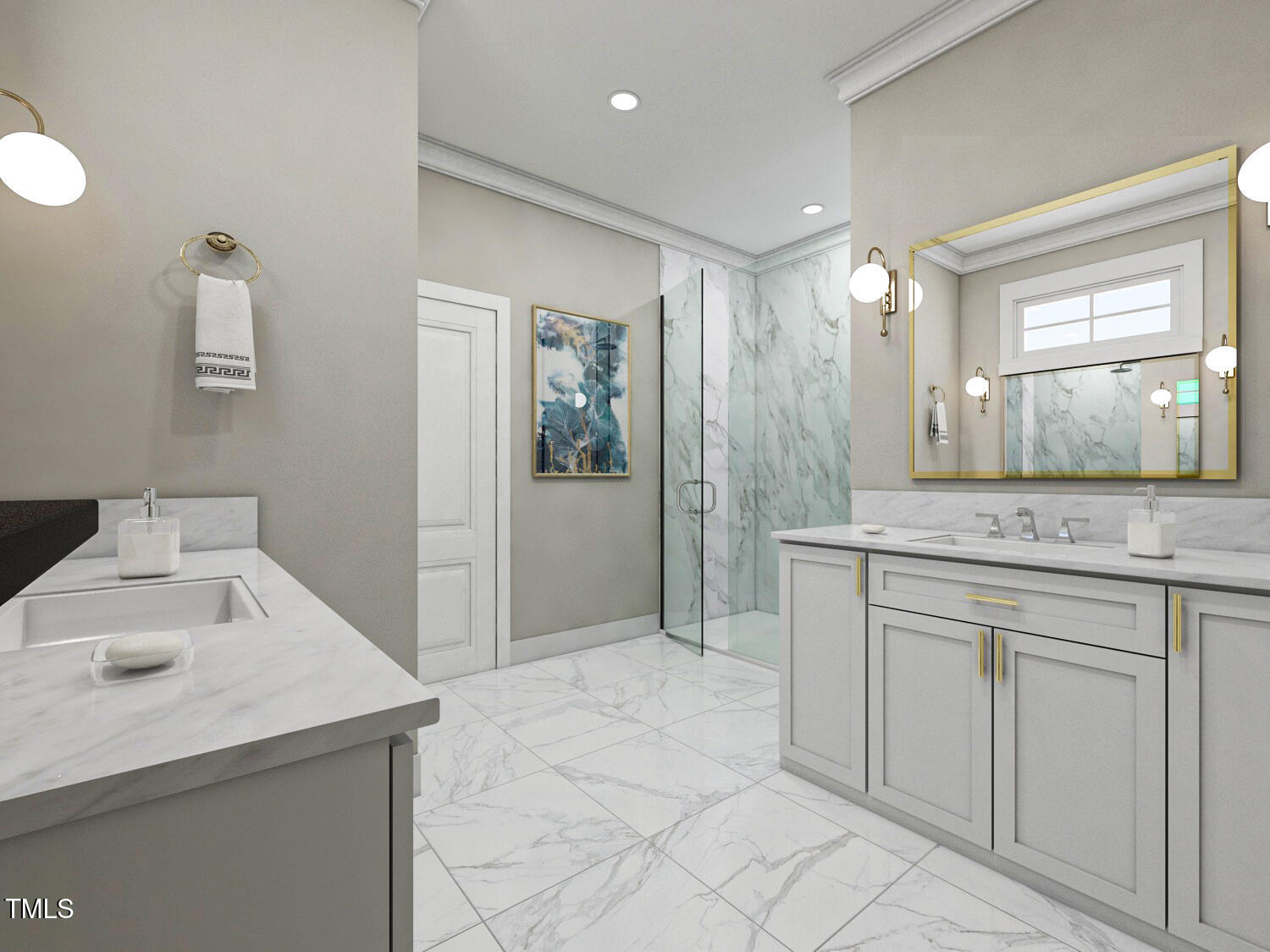 135 Gary Road Carrboro, NC 27510 - Photo 5 of 5 a spacious bathroom with a granite countertop sink a mirror and a