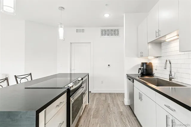 a kitchen that has a sink and a stove in it