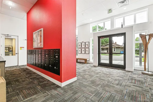 a view of an entryway with a door