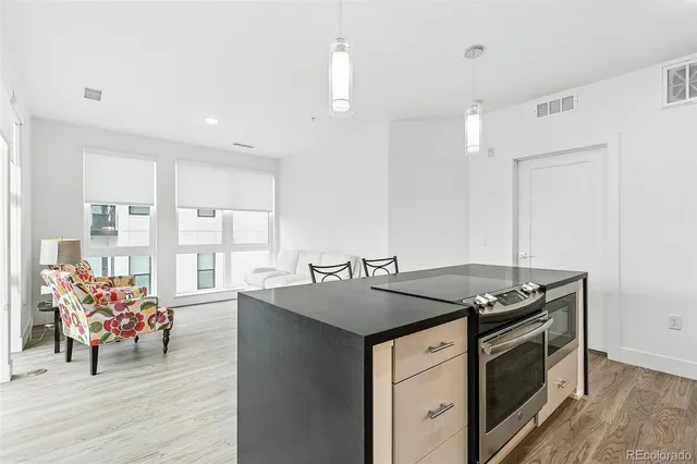 a kitchen that has a stove and a table in it