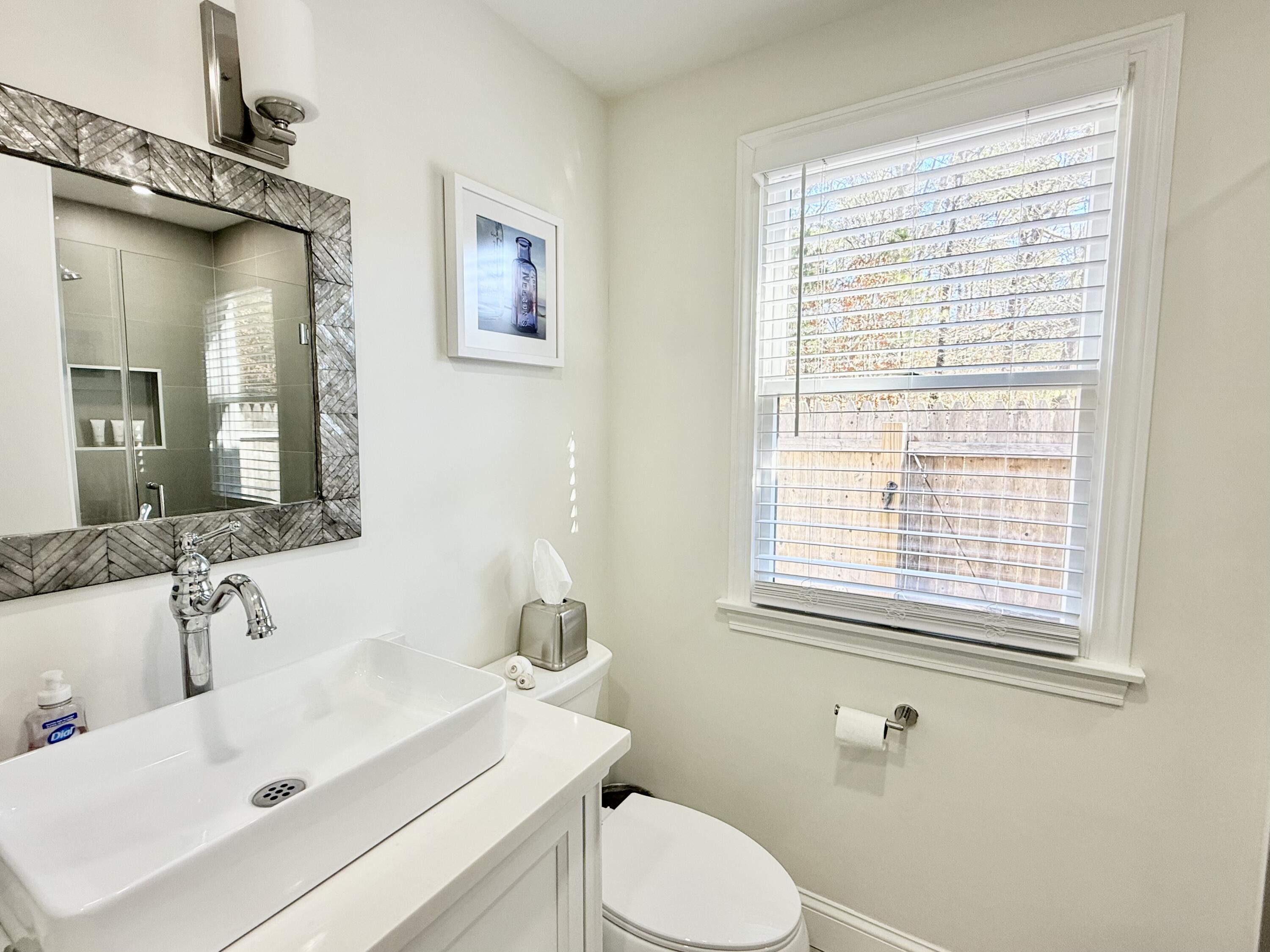 117 A P Newcomb Road Brewster, MA 02631 - Photo 45 of 69 a bathroom with a sink a toilet and a mirror
