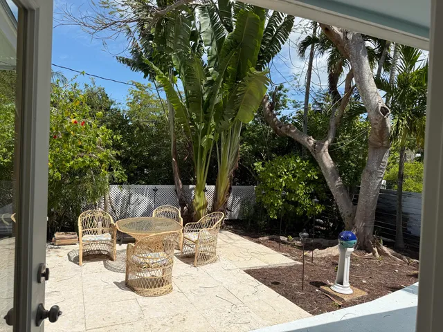 a view of outdoor space deck and kitchen