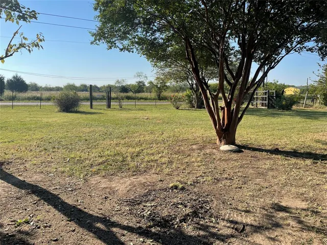 a view of a field with an trees