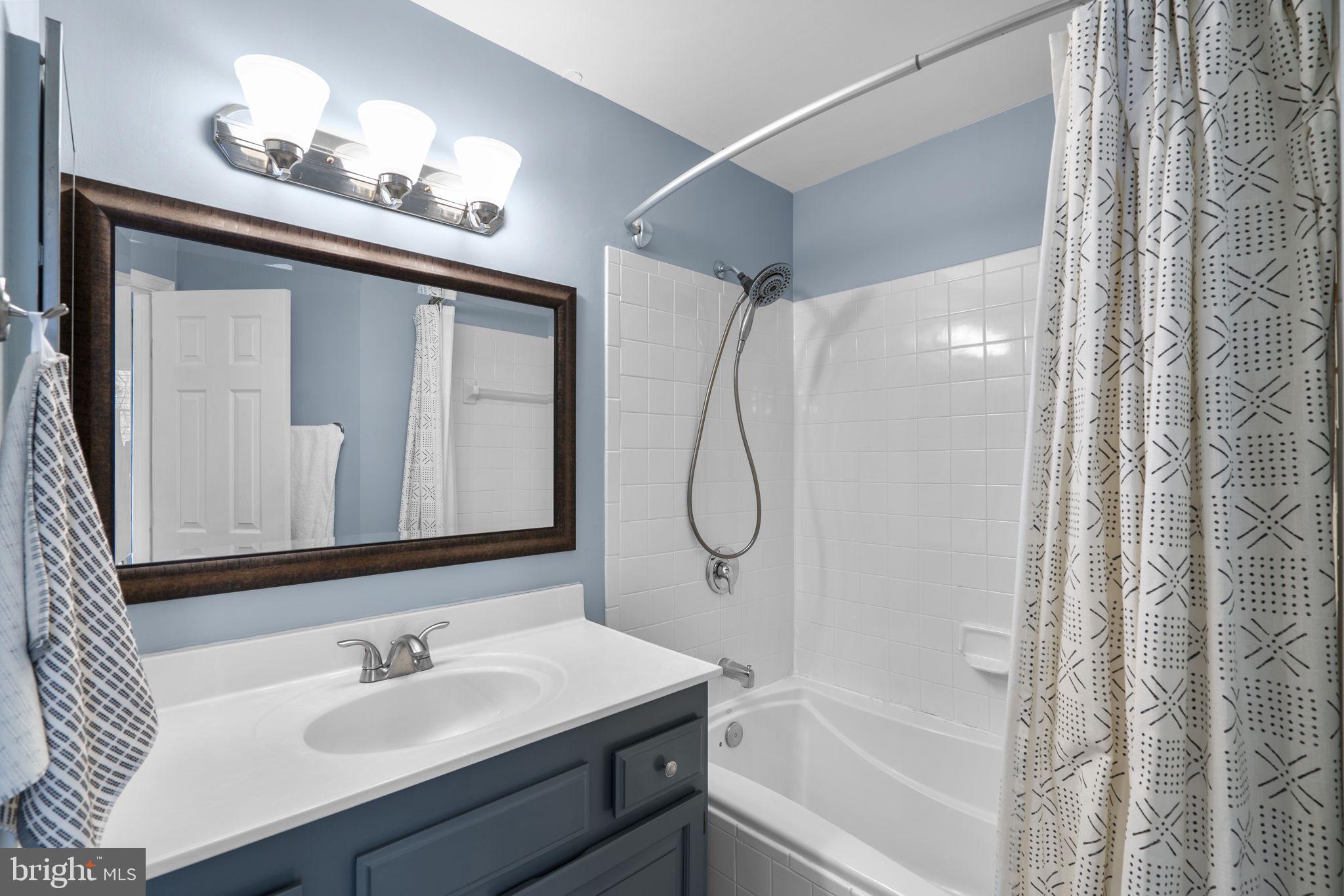 20250 Brookview Square Ashburn, VA 20147 - Photo 27 of 45 a bathroom with a bathtub shower sink vanity and mirror