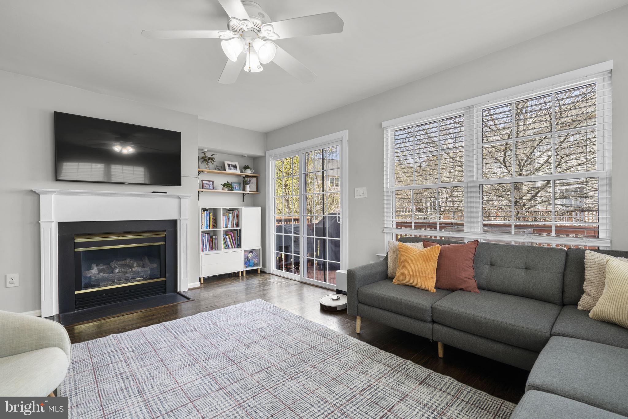 20250 Brookview Square Ashburn, VA 20147 - Photo 5 of 45 a living room with furniture a flat screen tv and a fireplace