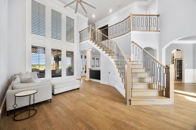 a view of a sink and a refrigerator in a bathroom