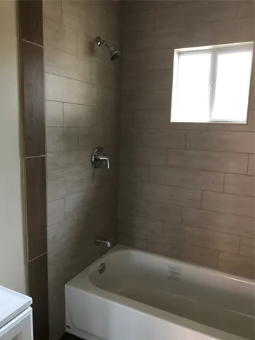 a bathroom with a bathtub