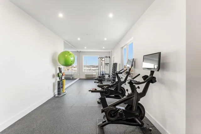 a view of a room with gym equipment
