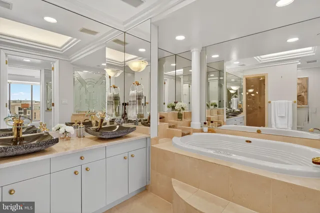 wooden floor with white cabinet