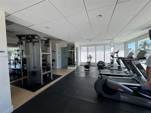 a view of a room with gym equipment