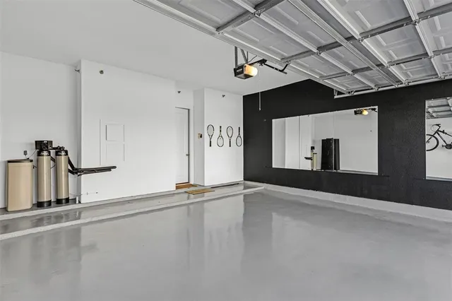 a view of a garage with rack on the wall