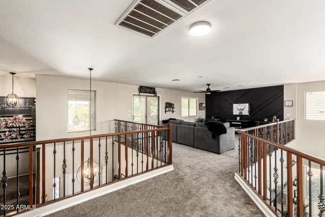 a view of a living room and dining room