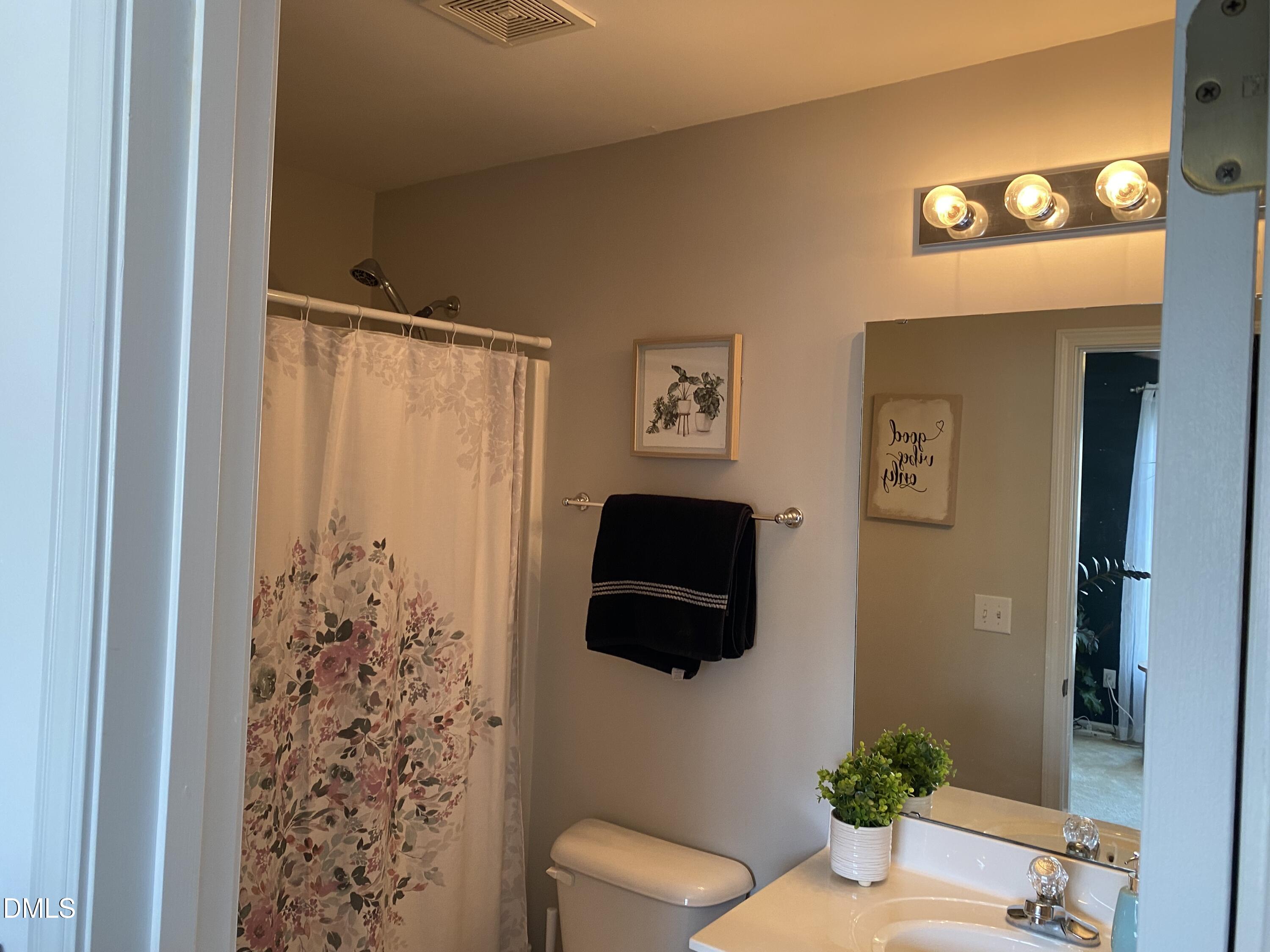 9826 Layla Avenue Raleigh, NC 27617 - Photo 14 of 19 a bathroom with a toilet a sink and a mirror