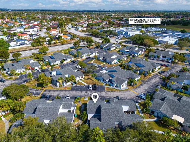 an aerial view of a city with lots of residential buildings