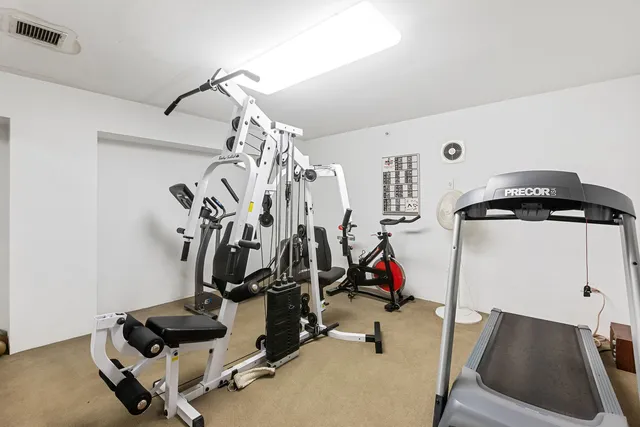 a view of a room with gym equipment