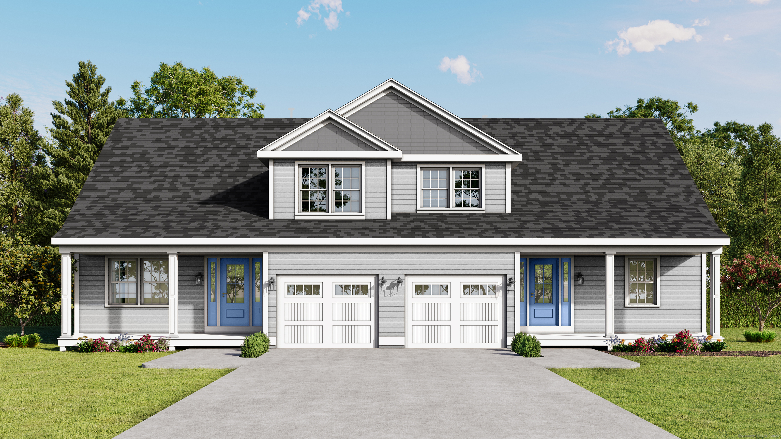 front view of a house with a yard