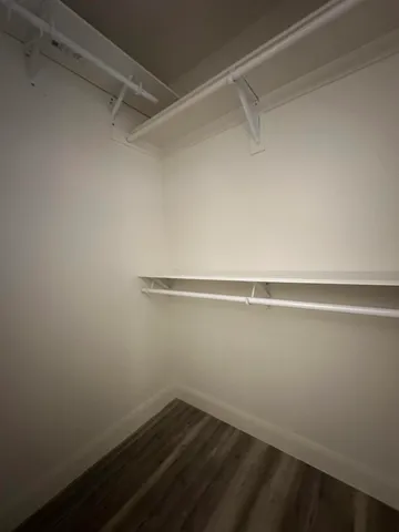 a view of an empty walk in closet