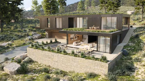 a view of swimming pool with outdoor seating and a garden