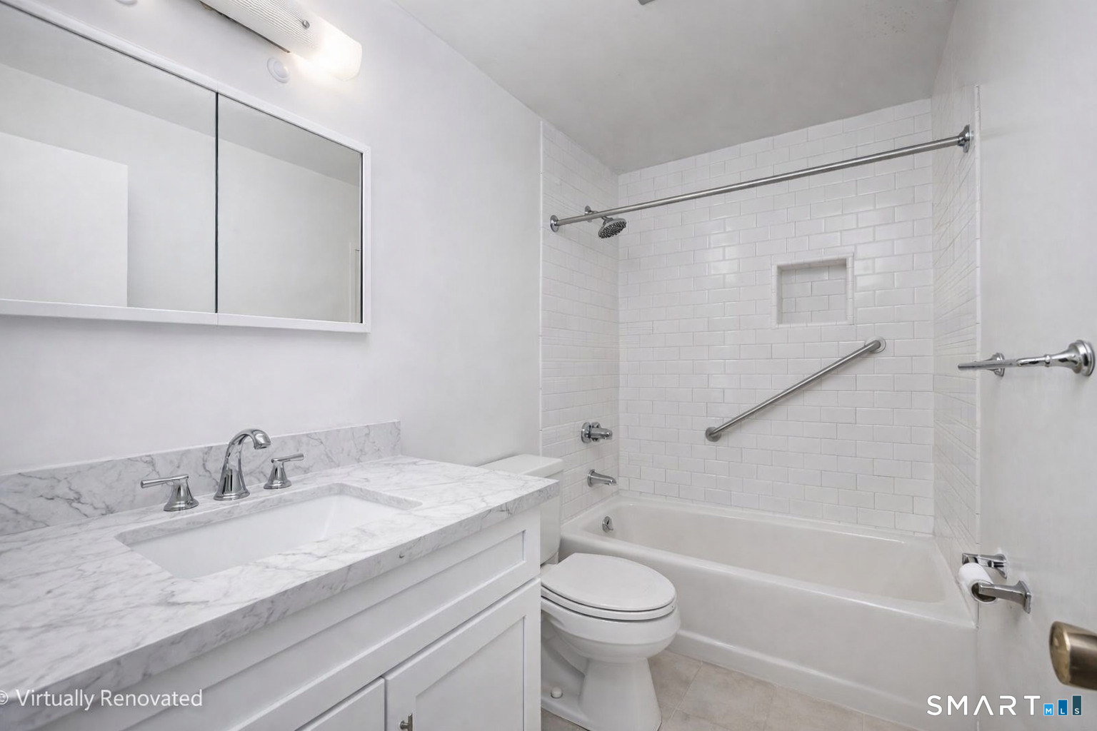 85 Riverside Avenue, Unit F7 Stamford, CT 06905 - Photo 16 of 24 a bathroom with a granite countertop sink toilet and shower