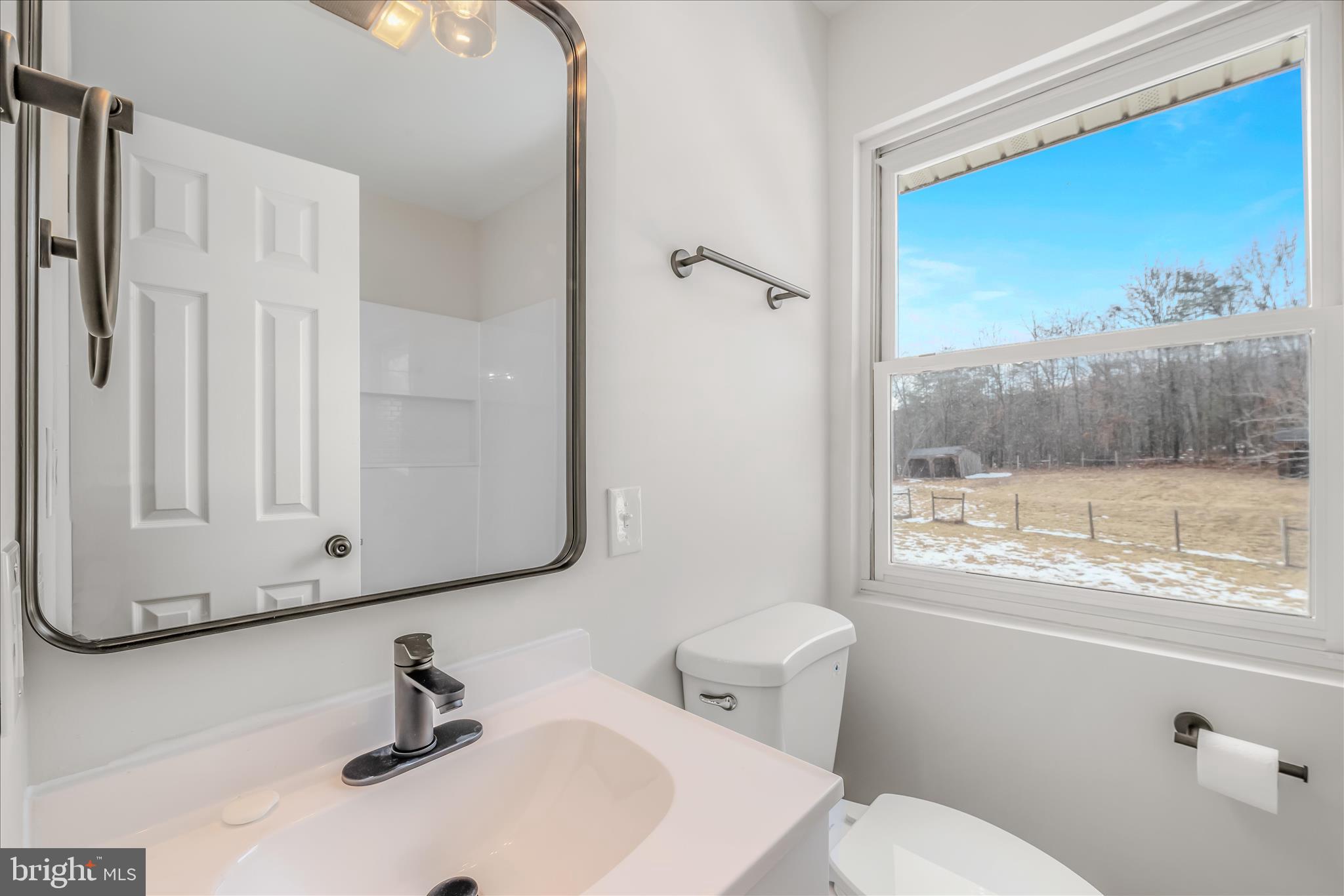 344 Tub Run Hollow Road Hedgesville, WV 25427 - Photo 58 of 85 a bathroom with a sink a toilet and a mirror