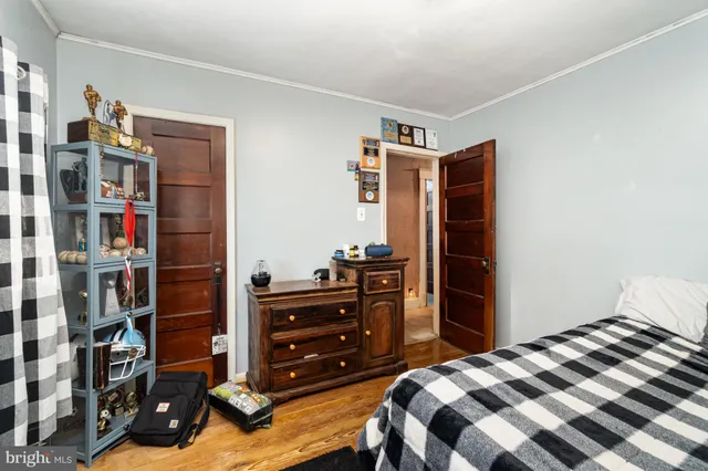 a view of a balcony with wooden floor