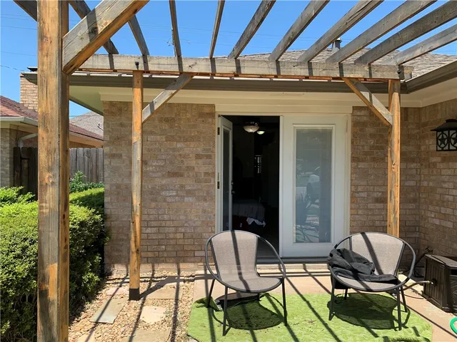 a view of an outdoor space with seating area