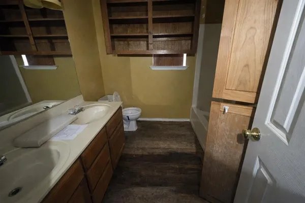 an empty room with windows