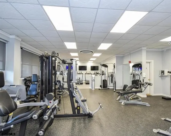a view of a room with gym equipment