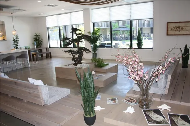 an aerial view of a house with a garden