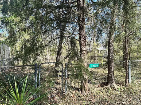 a view of a street sign under a large tree