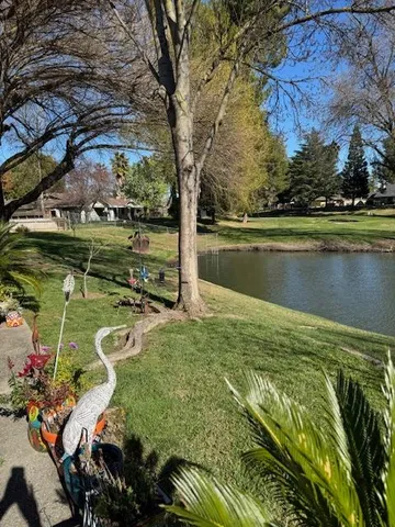 a view of a lake with a house