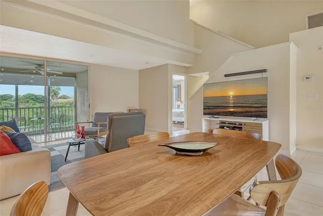 a view of a park with large trees