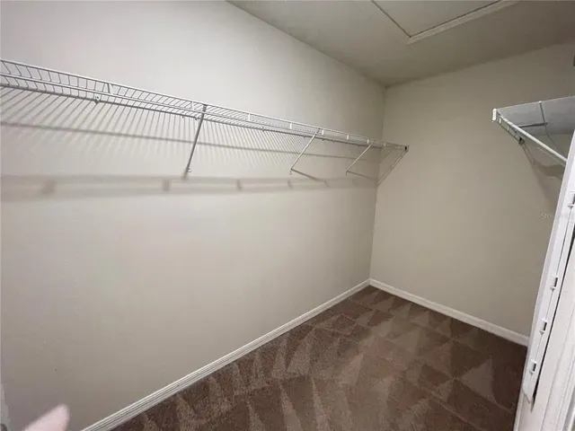 a view of a room with racks on the wall