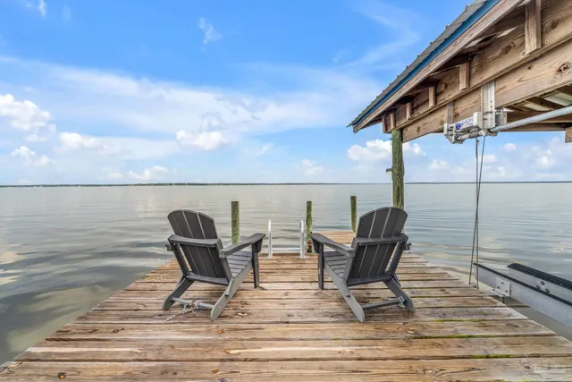 a view of a lake with houses